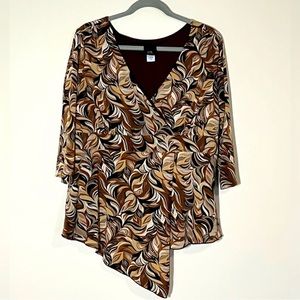 JTB Woman V Neck Asymmetrical Chiffon Peplum Top